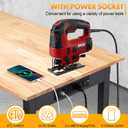 48" Height Adjustable Workbench, 2000 LBS Load Capacity Rubber Wood Top Workstation, Heavy-Duty Hardwood Worktable for Garage Workshop (with Wheels and Socket,48'')
