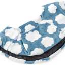 Lesure Donut Dog Bed Cover Small Washable Replacement Cover Jacquard Shaggy Plush for Cute Pet Cat Mat 23x23x8 Inches, Light Blue