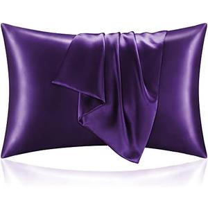 BEDELITE Satin Pillowcase for Hair and Skin, Super Soft and Cooling Similar to Silk Pillow Cases 2 Pack with Envelope Closure, Gift for Women Men(20"x26" Standard Size, Plum Purple)
