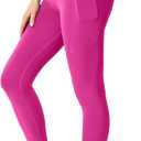 Gefyvcf Womens Seamless Leggings 28" Inseam with Pockets Buttery Soft High Waisted Tummy Control Full Length Yoga Pants (XX-Large-3X-Large, 002-dusty Pink-with Pockets)