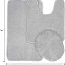 Garland Rug Gramercy Washable Bath Rug – Soft, Plush, Absorbent, Quick-Dry, Durable, 3 Piece Rug Set (Toilet Lid Cover, Contour Rug, 20" X34' Bath Rugs), Silver