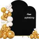 Set of 2 Wedding Arch Cover 2-Sided Round Top Spandex Fitted Arch Backdrop Cover for Birthday Party Baby Shower Wedding Arch Stand Decor7.2FT, 6.6FT, Black
