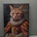 Cat Canvas Wall Art Medieval Renaissance Cats Picture Wall Decor Cute Animal Wall Decor Vintage Painting Framed Artwork Home Decor(Artwork-1,16"x24")