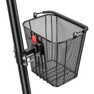 CXWXC Scooter Basket with Handle- Quick Release Front Bike Basket for E-Scooters - Bicycle Baskets with Fixed Bracket Fits Folding Bikes, Kick and Knee Scooters