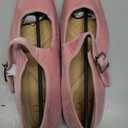 Women's Square Toe Ballet Flats - Mary Jane Shoes with Adjustable Strap, Slip On Comfortable Work Flats,Satin Soft Leather Dressy Shoes (7, Pink)