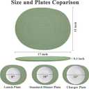 Oval Woven Placemats Set of 6, Boho Cotton Rope Braided Table Mats, 17x13 Inches Non Slip Heat Resistant Place Mats for Dining Room, Thick Hot Pads for Farmhouse Kitchen Table Decor. (Green)