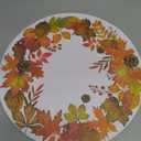 50Pcs Fall Maple Leaf Placemats 13.4 Inch Thanksgiving Decorative Round Paper Place Mat Disposable Paper Table Mats for Autumn Harvest Dining Table Party Supplies