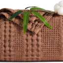 PHF Cooling Waffle Blanket King Size, Lightweight 60% Rayon Derived from Bamboo & 40% Cotton Breathable Blanket for Hot Sleepers, Soft and Luxury for Bed Couch and Sofa, 104"x90", Burnt Umber (King(104 "x90"))