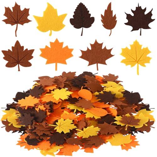 Frienda 150 Pcs Thanksgiving Felt Fall Maple Leaves Felt Fall Leaves Autumn Thanks Craft Kit DIY Bulletin Board Decorations for Thanksgiving Crafts Autumn Leaf Ornaments Home Classroom Project