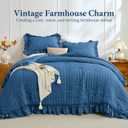 JOLLYVOGUE Teal Twin Size Comforter Set, 2 Pieces Seersucker Lightweight Fluffy Bedding Set, Twin Ruffle Comforter, All Season Soft Microfiber Shabby Chic Bed Set