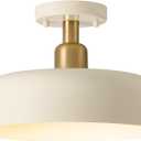 BISAMIYA Modern Semi Flush Mount Ceiling Light Fixture, Brass Accent and 12.6" Metal Shade Ceiling Light, for Kitchen, Hallway, Entryway, Pantry, Laundry Room (Cream)