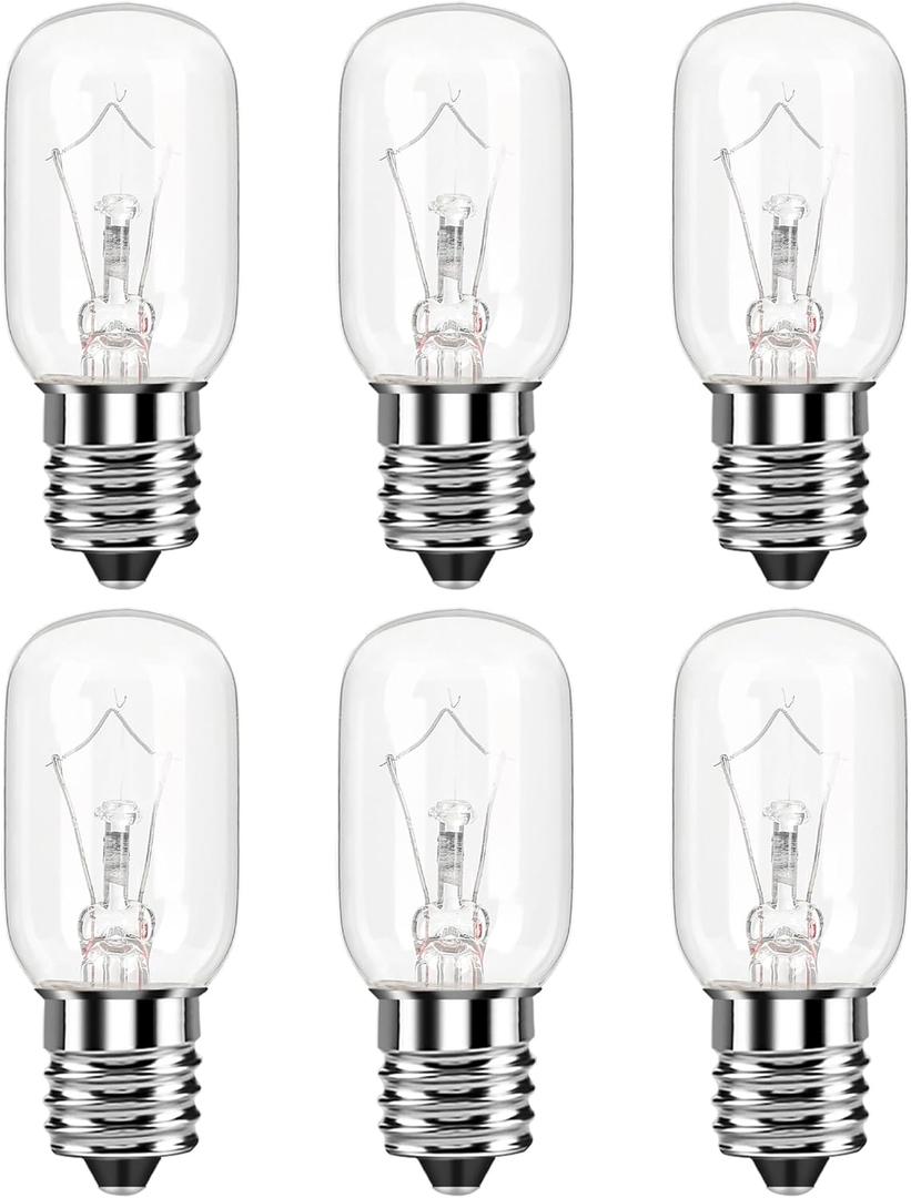 Microwave Light Bulb for Under Range Hood Appliance Refrigerator T8 40 Watt 125V E17 Intermediate Base Warm White Replacement Bulb for 8206232A, 1890433, AP4512653, WB25X10030 Pack of 6