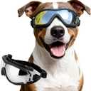 NAMSAN Dog Goggles Medium to Large Breed, Anti-UV Sunglasses for Dogs Large Breeds, Windproof Driving Dog Eye Protection, Doggy Glasses with Elastic Straps, Adjustable, Black