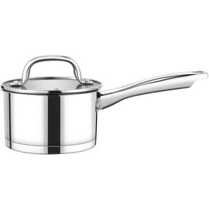 P&P CHEF 1 Quart Saucepan with Lid Set, Stainless Steel Small Cooking Pot Induction Sauce Pan for Pasta Soup, Ergonomic Handle & Tri-ply Base, Dishwasher Safe, 1 Pan