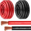 4/0 Gauge Battery Cable - 3FT Red + 3FT Black 4/0 AWG Welding Cable Flexible Stranded Oxygen-Free Pure Copper Wire for Automotive, Battery, Inverter, Solar, Marine and Generator