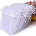 24 PCS Premium Sheer Organza Bags, White Wedding Favor Bags, 4x4.72 Jewelry Gift Bags for Party, Jewelry, Christmas, Festival, Bathroom Soaps, Makeup Organza, Wrapping Supplie