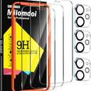 Milomdoi 3 Pack Screen Protector for Apple iPhone 12 with 3 Pack Tempered Glass Camera Lens Protector, Ultra 9H Accessories, Case Friendly, Mounting Frame, 2.5D Curved, Transparent