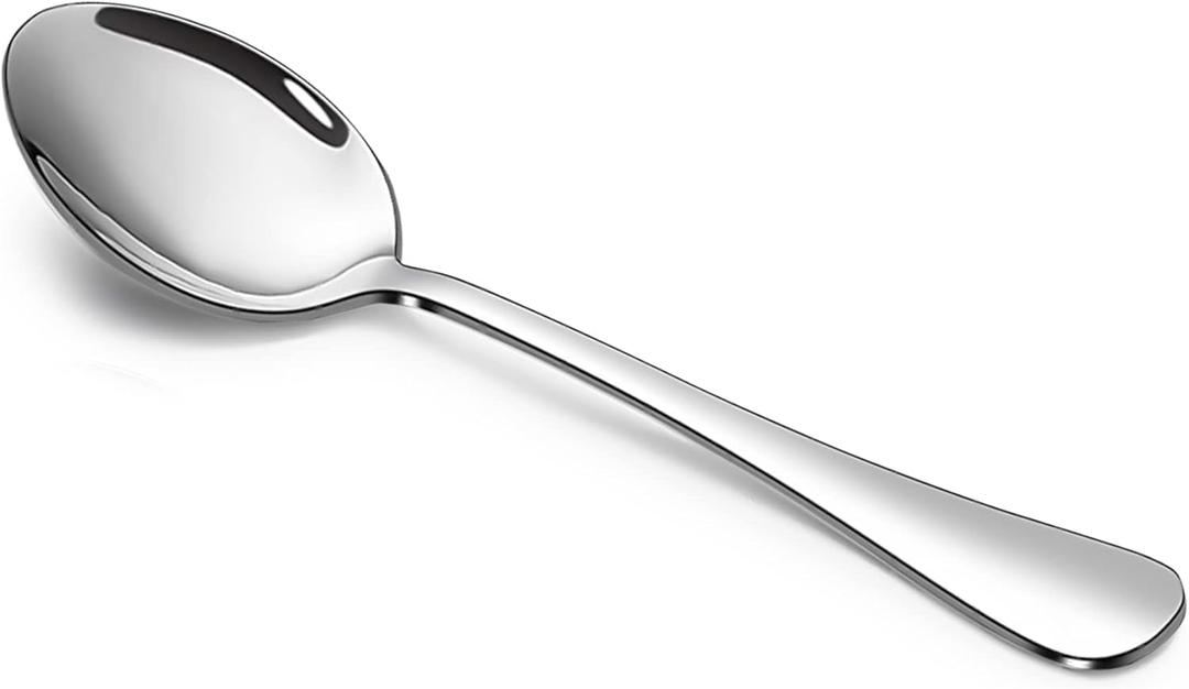 16 Piece Stainless Steel Dinner Spoons Set, 7.3" Silverware Set, Table Soup Spoons, Mirror Finish & Dishwasher Safe