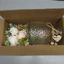 YJ Fake Flowers with Vase, Artificial Flowers Silk Roses Flower Bouquet in Vase, Faux Flower Arrangements,Farmhouse Table Decor,Table Decorations for Living Room,Coffee Table Decor(Pink)