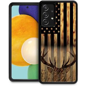 DJSOK Compatible with Samsung Galaxy A13 4G CaseDesign Pattern Back Bumper Anti Scratch Reinforced Corners Soft TPU Caver,Cases for Men Women-Wood Grain American Flag Buck Hunter Deer