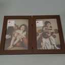 decorUhome Double 4x6 Picture Frame Vertical, Engineered Wood Bifold Photo Frame with Plexiglass for Tabletop Display, 4x6, Brown
