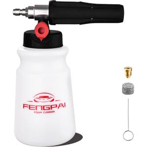 FENG PAI Foam Cannon for Pressure Washer, Car Wash Snow Foam Cannon Lance Pressure Washer Soap Dispenser with Adjustable Thick Foam, 1/4 Quick Connector, 1L (Foam Cannon Kits)