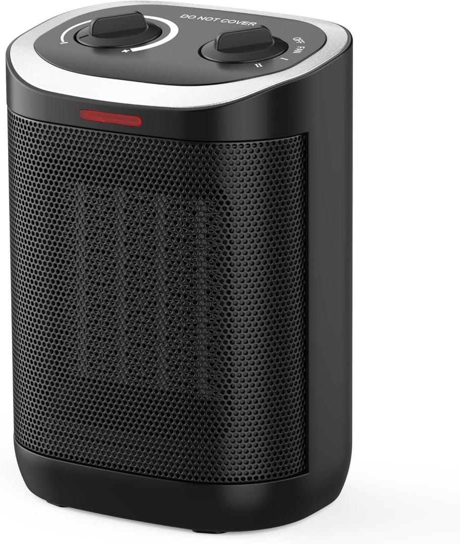 1500W Space Heater, Portable Ceramic Small Space Heater for Indoor Use, Overheated & Tip-Over Safety Protection, Personal Electric Space Heater with Thermostat for Desk, Office, Home, and Room Use (Black)