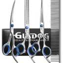 GLADOG Professional 5 in 1 Dog Grooming Scissors Set with Safety Round Tips, Sharp and Heavy-duty Pet Grooming Shears for Cats