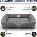 Muddy Mat® Cloud K-9 Rectangle Dog Bed for Dogs & Cats, Chenille Bolster Bed with Foam Support, Machine Washable Removable Cover, Slip Resistant Crate & Couch Bed - Grey Large 24"x36"