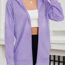 Women's Zip Up Hoodies Long Sleeve Sweatshirts Fall Outfits Casual Oversized Full Zip Hooded Jacket 2025 Fashion (XX-Large, Purple)