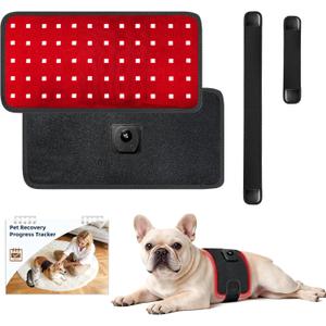 Pets Upgraded Red Light Therapy Belt with Recovery Tracker Booklet,LED Infrared Therapy for Dogs&Cats,4 Modes&4 Adjustable Timer,60 LEDs,660nm&850nm,LED Screen Pet Muscle Recovery for Joint Relief