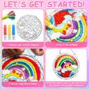 MakeBloom 5PCS Suncatcher Craft Kits for Kids with Pigments,DIY Window Art Stained Glass Painting Kit,Birthday Gift,Classroom Craft Supplies for Ages 3+(Rainbow,Dolphin,Mandala,Mermaid,Unicorn)