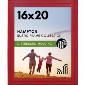 Americanflat 16x20 Picture Frame with Polished Plexiglass - Hampton Collection - Distressed Wood Picture Frames for Wall Display - Red