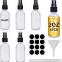 6Pcs Clear 2 oz Glass Small Spray Bottles, Reusable Fine Mist Sprayer Small Spray Bottle, Leak-Proof Design, Perfect for Travel, Skin Care, Perfumes, Botanical, Cleansing (6)