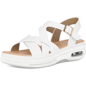 mysoft Women's Walking Sandals Comfortable Air Cushioned Support Ankle Strap Dress Sandals (9, White)