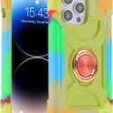 MARKILL Compatible with iPhone 14 Pro Case 6.1 Inch with Built-in Ring Stand, Military Grade Drop Protection Full Body Rugged Heavy Duty Case 3 in 1 Protective Durable Cover. (Rainbow Green)