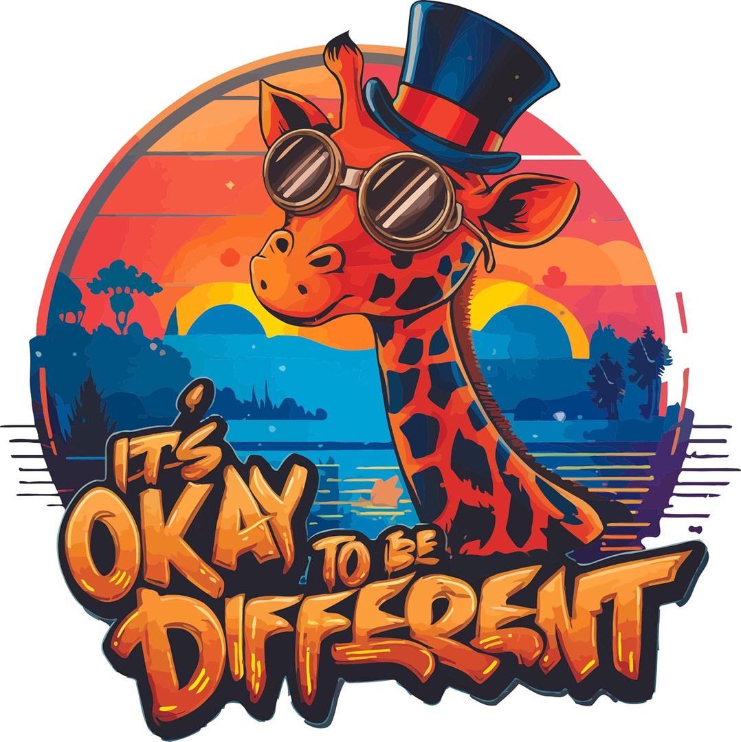 It's Okay to be Different Quote Sunset View Cute Cool Giraffe Wall Decal Wall Dcor Vinyl Sticker Size: 28 x 28