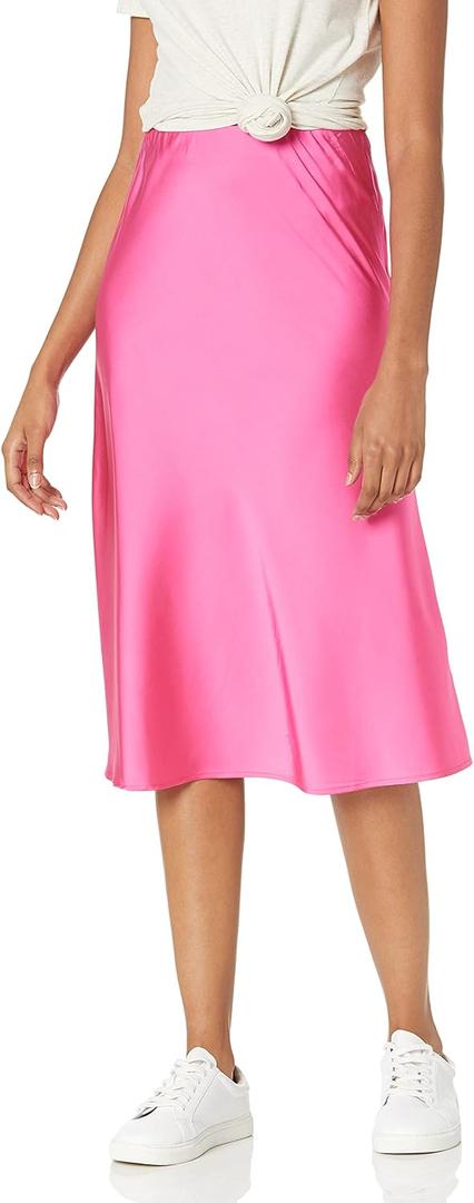 The Drop Women's Maya Silky Slip Skirt (Large, Hot Pink) The Drop Women's Maya Silky Slip Skirt (Large, Hot Pink)