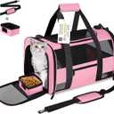 Cat Carrier Pet Carriers Airline Approved for Small Dogs Kitten Carriers for Small Medium Cats Under 15lb, Collapsible Soft Sided TSA Approved Travel Carrier, Pink