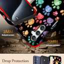 Compatible for Samsung Galaxy A36 5G Case, 2 Layer Hard Shell Silicone Cover 2 in 1 Shockproof Protective Phone Case,Animal Paw Print