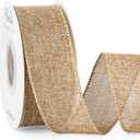 Ribbli Burlap Wired Edge Ribbon,1-1/2 Inch x 10 Yard,Natural,Solid for Big Bow,Wreath,Tree, Outdoor Decoration