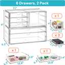 Acrylic Makeup Organizer with 6 Drawers, 11" Stackable Office Desk Organizer Accessories, Clear Bathroom Storage Drawers for Makeup Palettes, Cosmetics, Vanity, Art Craft Supplies