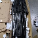 Walker Edison Metal Black Twin Low Loft Bunk Floating Bed Kids Bedroom Storage Guard Rail Ladder Bedframe