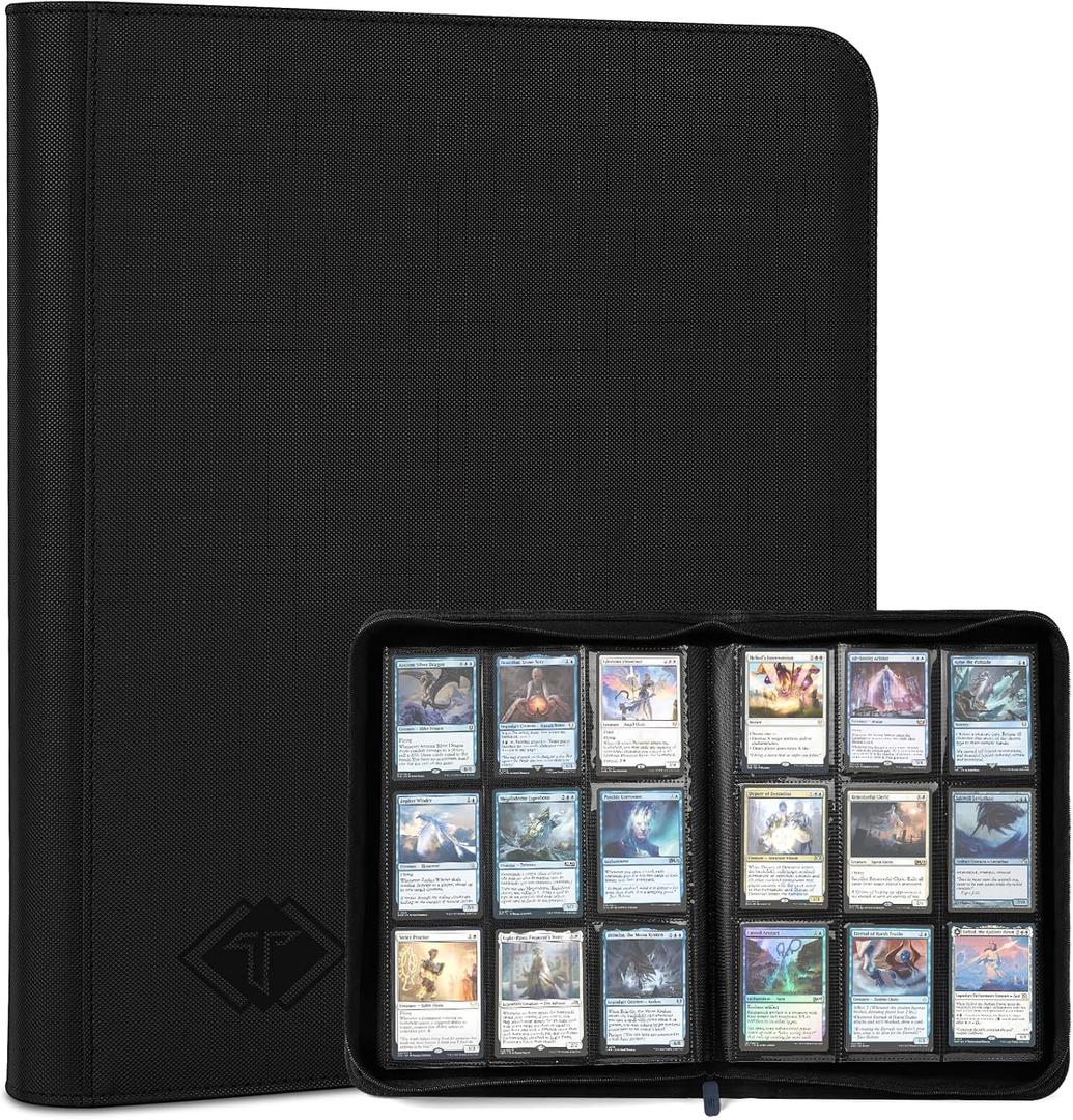 Zip MTG Card Binder with 432 Side Loading Pocket - fits TCG Baseball Football Sports Cards - Easy to Insert Collection Binder - Black
