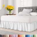 Wrap Around Dust Ruffle Bed Skirt  White  for Queen Size Beds with 15 Inch Drop  Easy Fit Elastic Strap  Adjustable Pleated Bedskirt w/Brushed Fabric  Wrinkle Free  for Women, Men, Kids & Teens