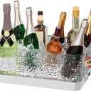 Plastic Ice Bucket for Parties, 15Liter / 4 Gallon Big Large Clear Beverage Tub for Champagne Beer Drink Wine Cocktails Bar, Hosting Party Essentials, LED Light Up, Rectangular, Leakproof