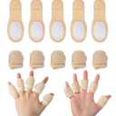 10 Pcs Finger Splints, Reusable Castor oil Finger Wrap for Thumb & Joint Pain Relief, Soft Cotton with Self-Adhesive, Adjustable & Breathable