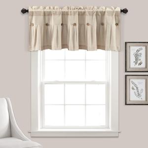 Lush Decor Linen Button Farmhouse Valance, 84" W x 18" L, Dark Linen - Kitchen Curtains Valances - Valances for Windows - Curtain Valance