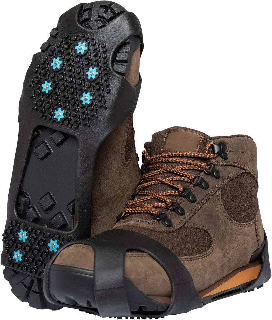 City Spikes Ice Snow Grips - Non-Slip Rubber with TPR Strap 10 Stud Spikes, Traction Crampons for Hiking Walking on Snow & Ice