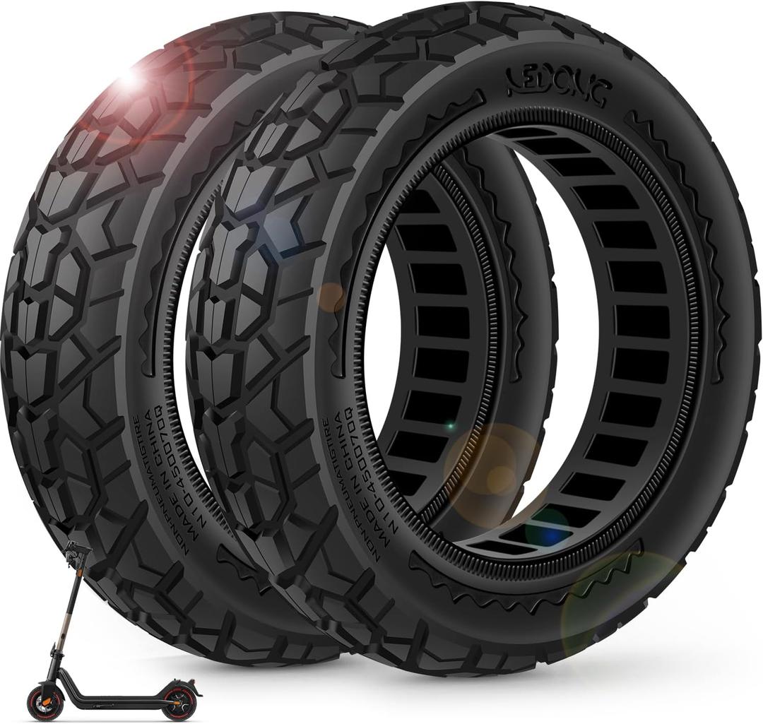 BANGTING 2PCS Upgrade 50/75-6.1 Scooter Off-road Solid Tires, 8.5x2 inches Tires Tubeless for Gotrax GXL V2/XR/APEX, 8 1/2 x2 Tire Replacement for Hiboy S2, Xiaomi 3 Lite/3/Pro 2/1s/M365 (Black, Off-Road (NO Tools)
